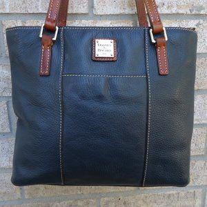 Dooney & Bourke Navy Pebble Leather Satchel Tote .